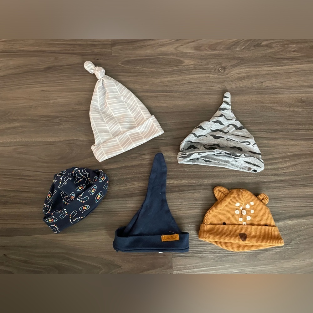 Adorable Kids' Hat Set - Cream, Gray, Blue, Brown OS Baby - Picture 2 of 3
